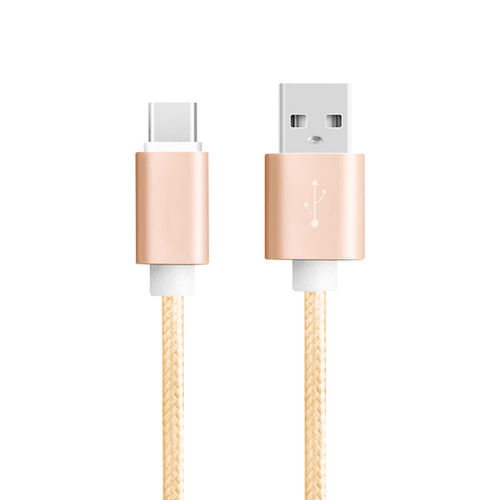 Short USB Type-C Anti-Tangle Data Charging Cable (20cm) - Gold